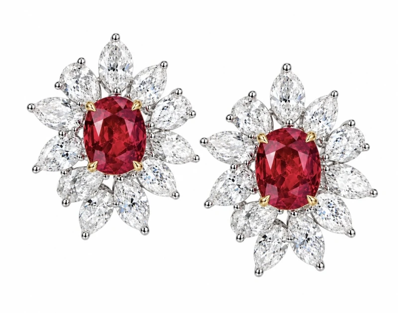 No name OVAL RUBY 1.27-1.61 CT VIVID RED EARRING (GRS) NN1.27-1.61 CT 1