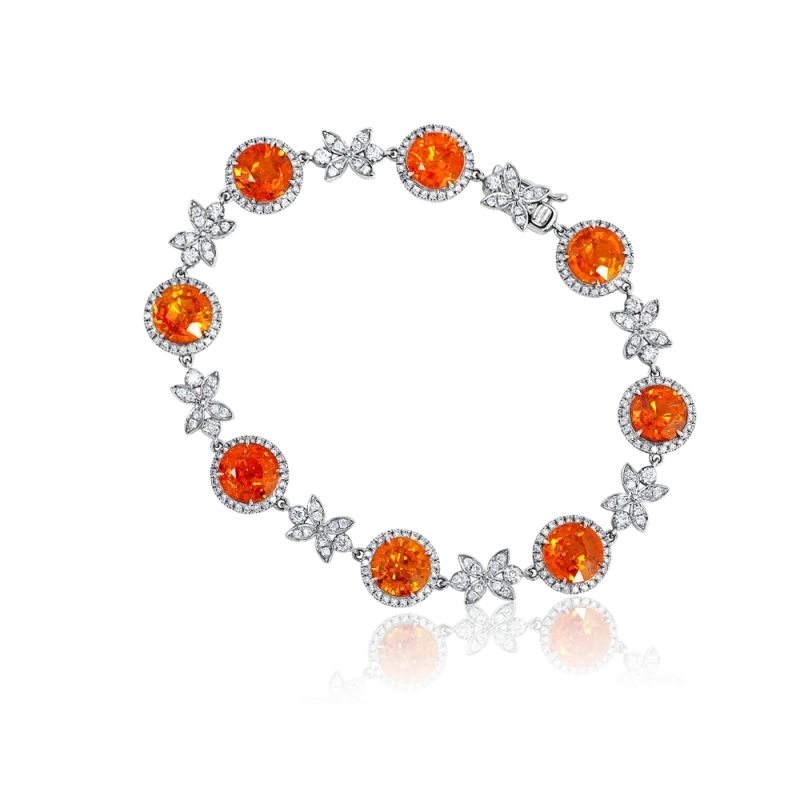 Earrings without a brand SPESSARTITE GARNET & DIAMONDS SET NN8448 3