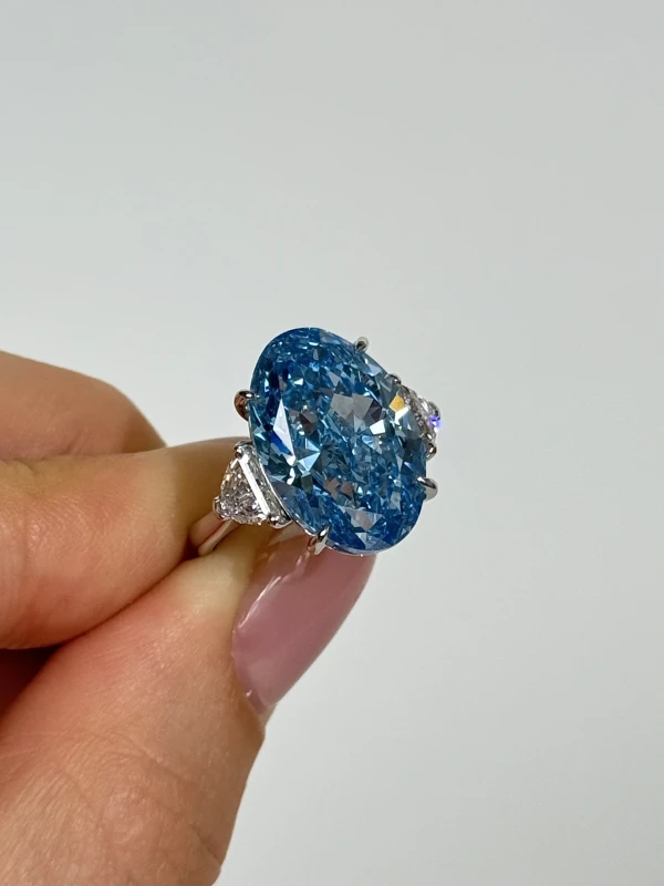 No name OVAL DIAMONDS 10.19 CT FANCY VIVID BLUE*/VS2 RING (GIA) NN10.19FVD 3