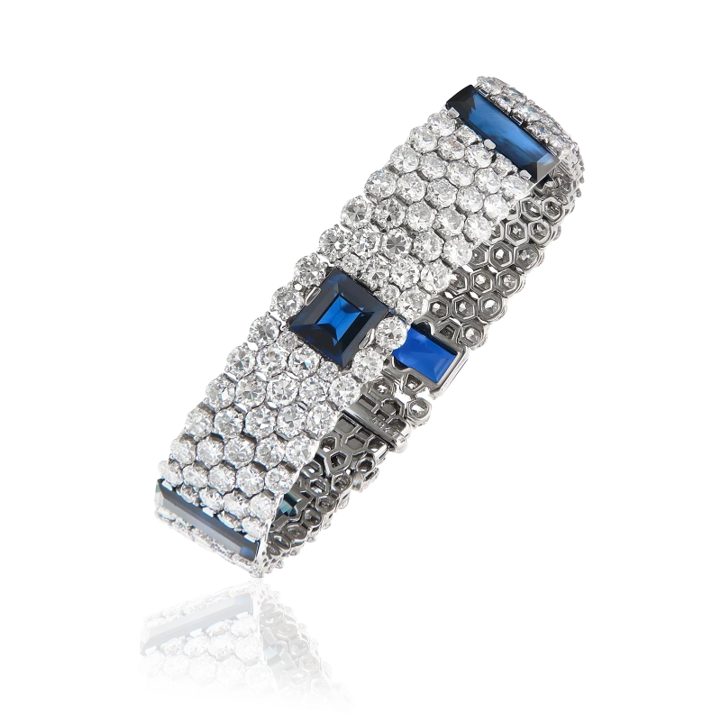 ART DECO DIAMOND&SAPPHIRE BRACELET (SIZE 17)