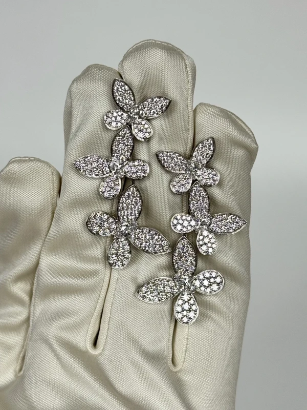 Graff Triple Pavé Butterfly Diamond Drop Earrings RGE836 4