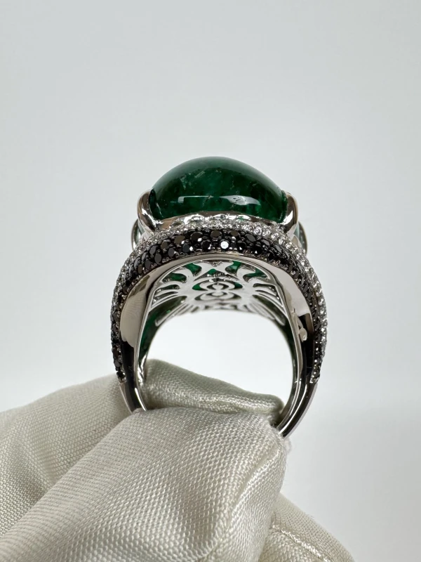 Earrings without a brand CABOCHON EMERALD 42.00 CT VIVID GREEN RING (SIZE 53) EM42.00 CT 4