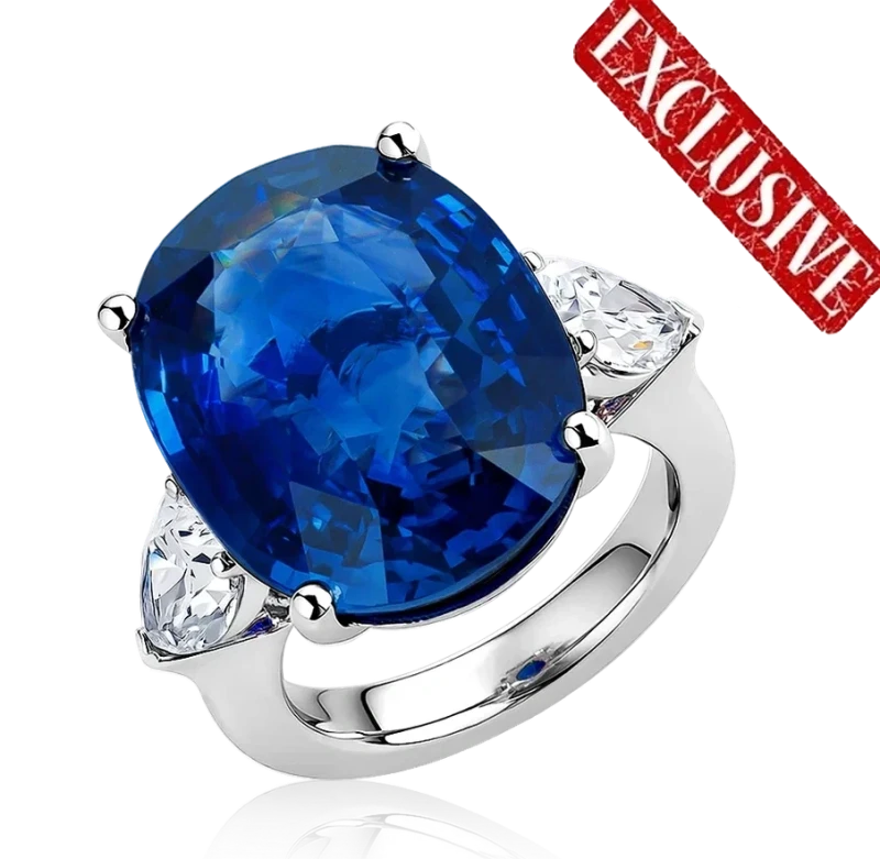 OVAL SAPPHIRE 33.28 CT ROYAL BLUE RING (SIZE 51) GRS