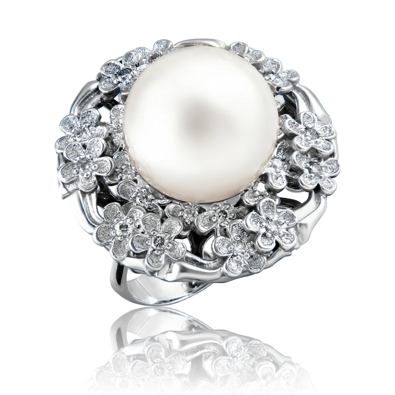 Earrings without a brand PEARL AND DIAMOND SET NN1527 2