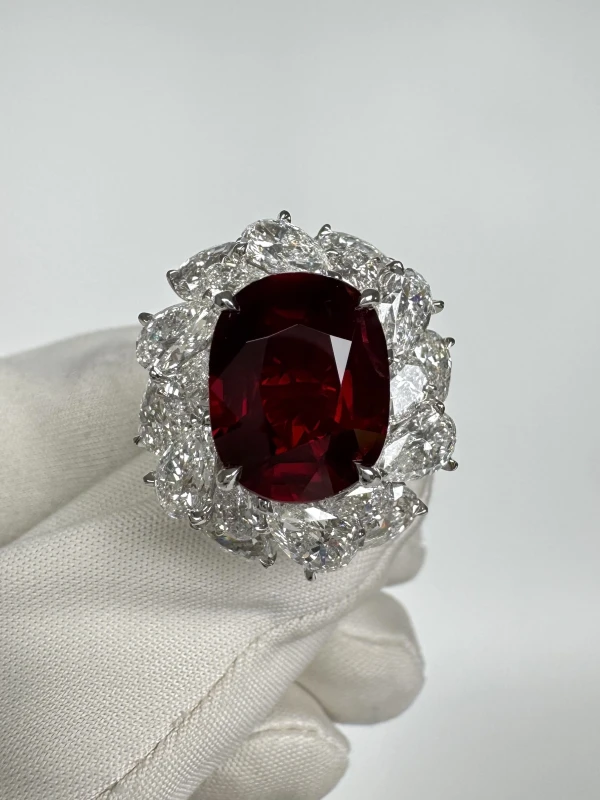 No name OVAL RUBY 8.02 CT "PIGEONS BLOOD" RING (GRS) NN8.02CT 2