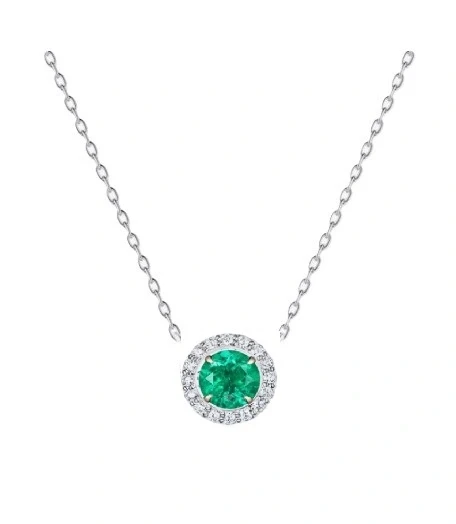 WHITE GOLD EMERALD AND DIAMONDS PENDANT