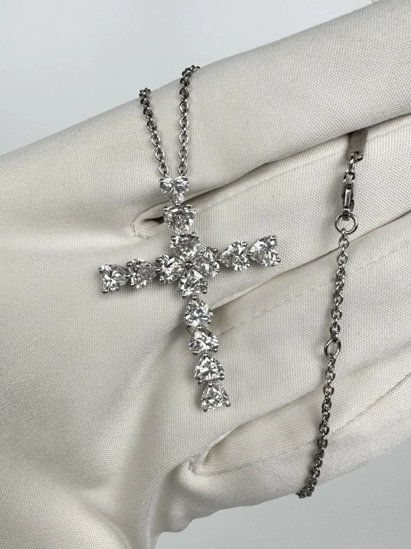 No name HEART DIAMOND CROSS 6.07 CT PENDANT NN6.07CT 3