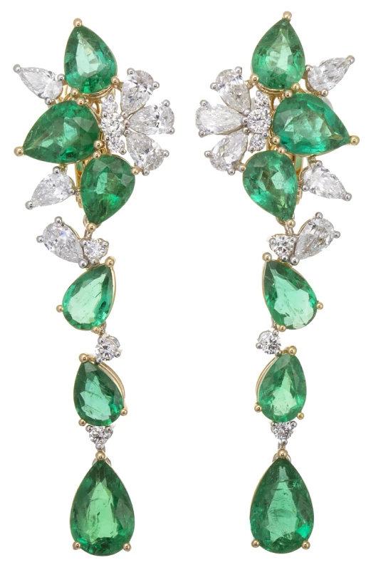 СЕРЬГИ NO NAME DIAMOND 2.10 CT AND EMERALD 9.24 CT EARRINGS GN EM 2806