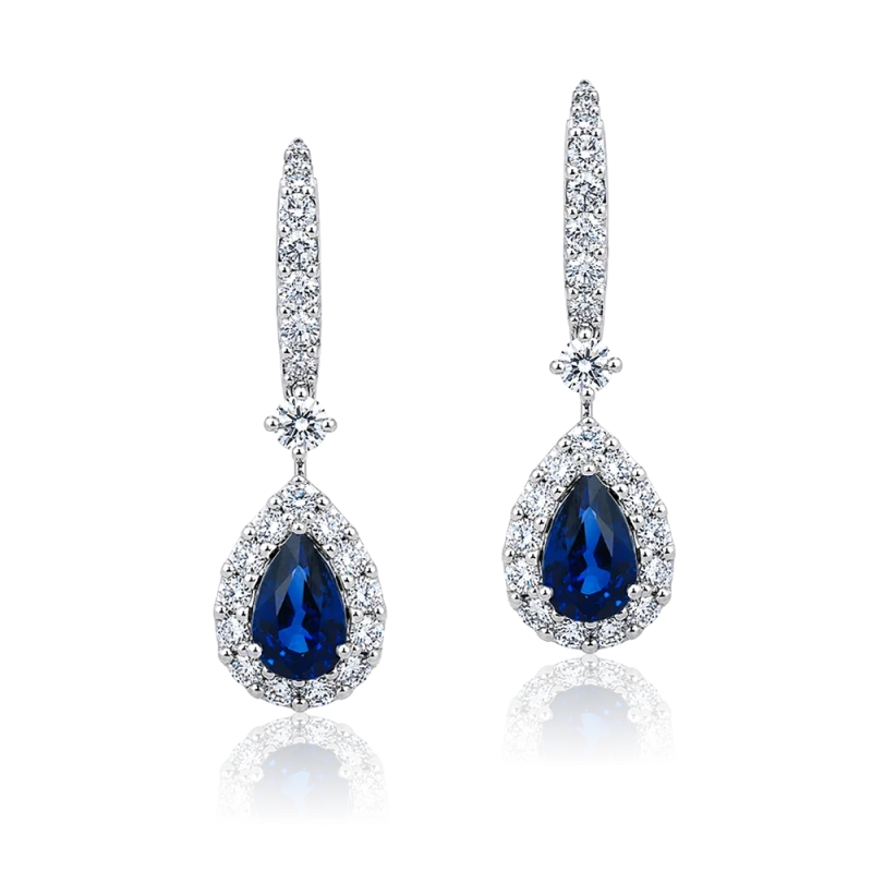 SAPPHIRE ICON EARRINGS 1.39-1.29 CT WITH DIAMONDS PAVE
