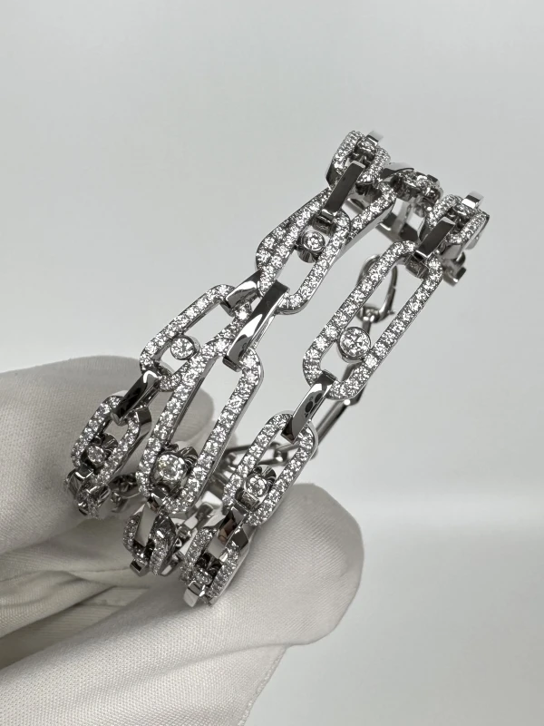 MESSIKA Manchette 3 rangs Move Link Bracelet, White Gold ( SIZE M) 13512-WG-M 4