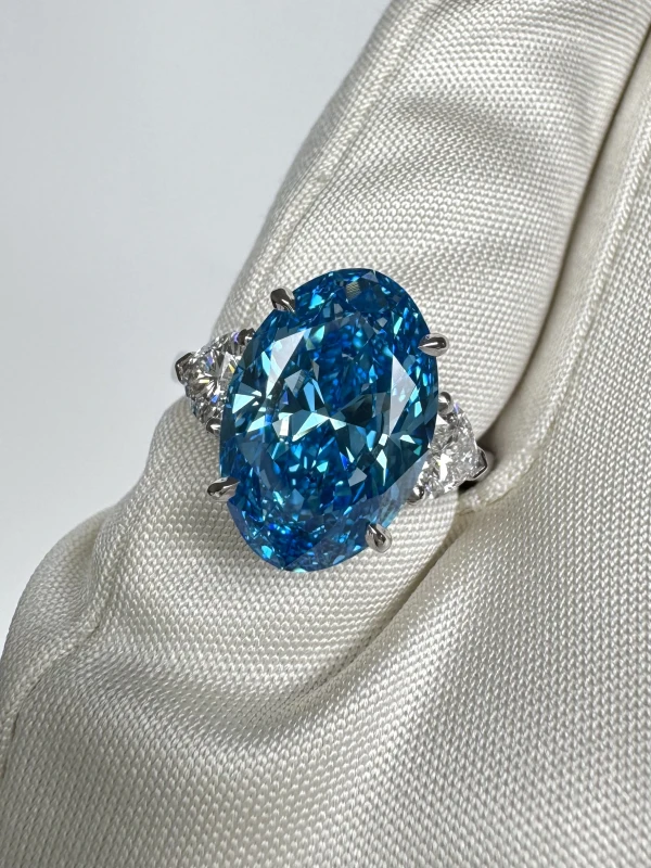 No name OVAL DIAMOND 5.13 CT FANCY VIVID BLUE*/VVS1 RING (SIZE 51) GIA NN5.13CT FVB/VVS1 7