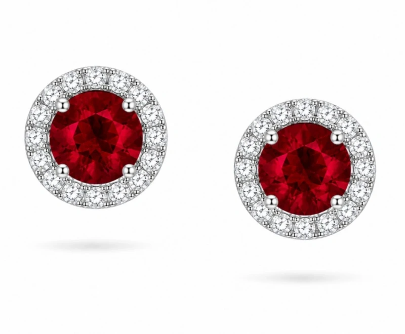 RUBY STUD EARRINGS 2.12 CT PIGEON BLOOD