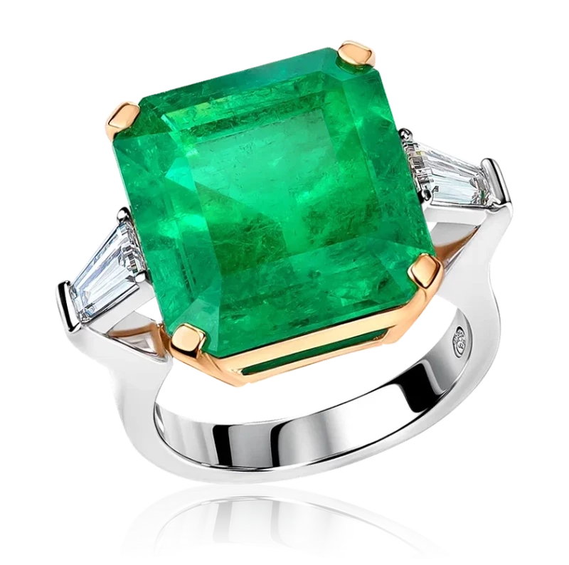 EMERALD 11.68 CT VIVID GREEN RING COLOMBIA MUZO (GRS)