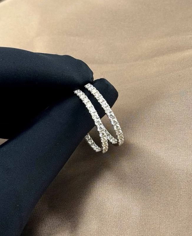 Earrings without a brand DIAMOND HOOP EARRINGS 2.09 CT 2.09 СТ 5