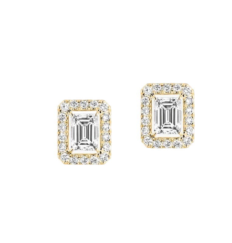 Joy emerald-cut diamond earrings, small