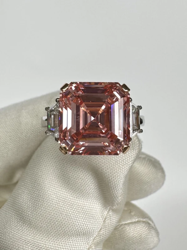 No name ASSCHER DIAMOND 5.50 CT FANCY INTENSE PINK*/VVS1 RING (SIZE 51) GIA NN5.50CT FIP/VVS1 3