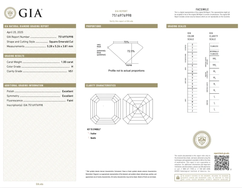 Earrings without a brand ASSCHER DIAMOND 1.00-1.00 CT H/VS1 EARRINGS (GIA) nnAS1.00-1.00 CT H/VS1 3