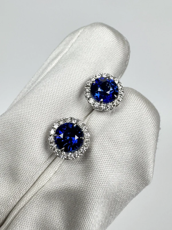 DeRosa SAPPHIRE EARRINGS 1.38 - 1.21 CT VIVID BLUE E470259 4
