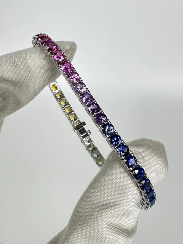 DeRosa MULTICOLOR SAPPHIRE 8.81 CT BRACELET (SIZE 17) B767980 2