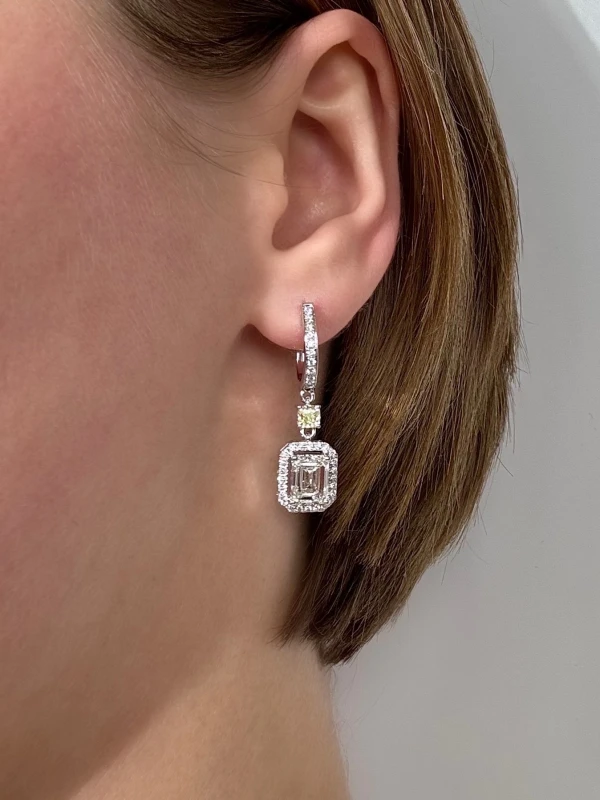 Earrings without a brand EMERALD DIAMOND 2.00 - 2.0 CT G/VVS-VS EARRINGS (GIA) NN2.00-2.00G 2