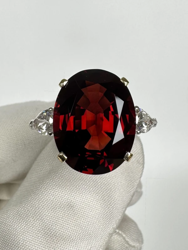 Earrings without a brand OVAL SPINEL 15.14 CT VIVID TO DEEP RED RING (GRS) NN 15.14 CT 2