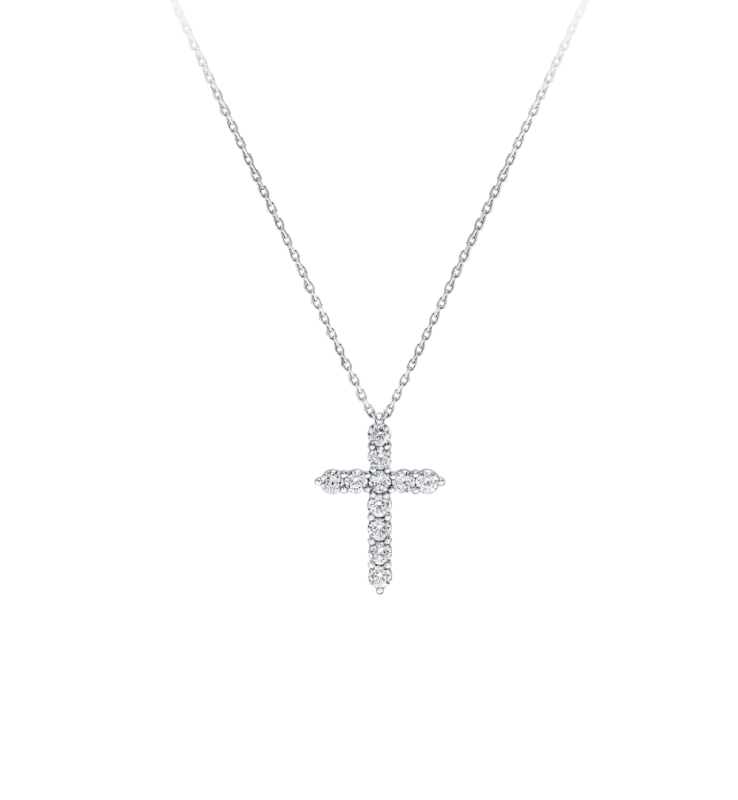 Round Diamond Cross Mini Pendant