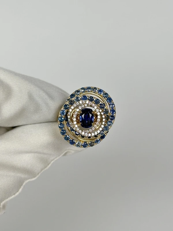Ювелирные украшения КОМПЛЕКТ С БРИЛЛИАНТАМИ И САПФИРАМИ 0008Jewelry 5