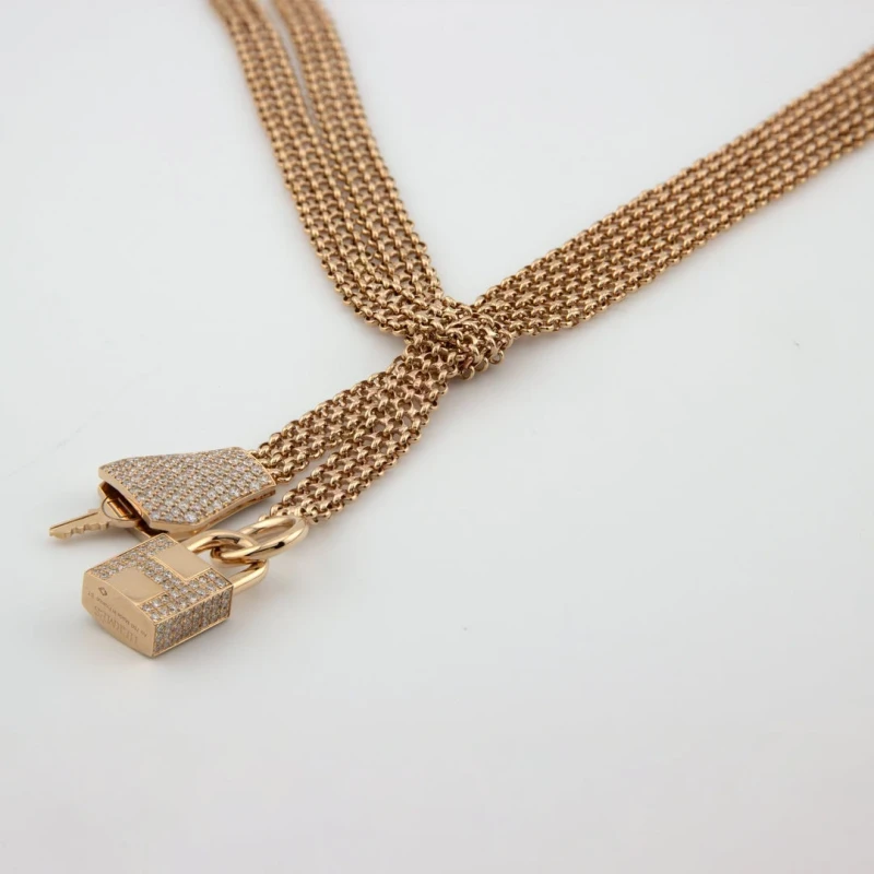 Hermès KELLY CLOCHETTE DIAMOND PAVE NECKLACE IN ROSE GOLD 220264B 00 3