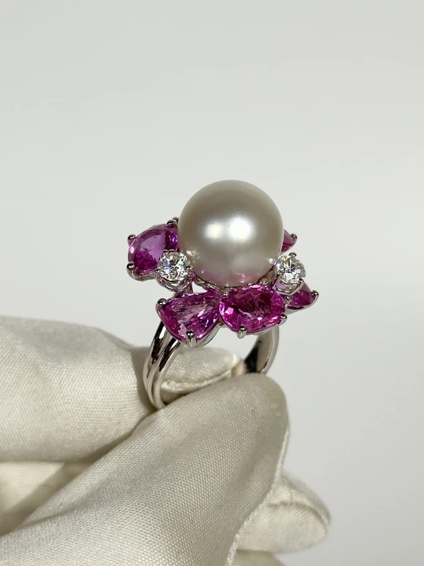 ADLER. PEARL & PINK SAPPHIRE, DIAMOND SET 69802/69805 4