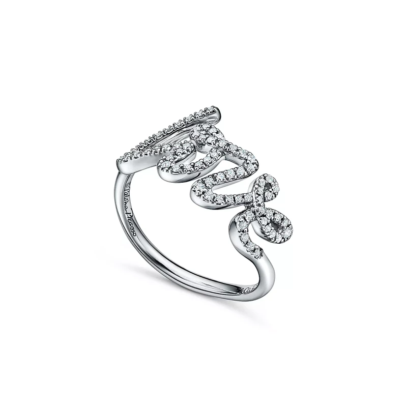 Tiffany & Co Paloma's Graffiti Love Ring in White Gold with Diamonds, Small (SIZE 51) 60138060 2