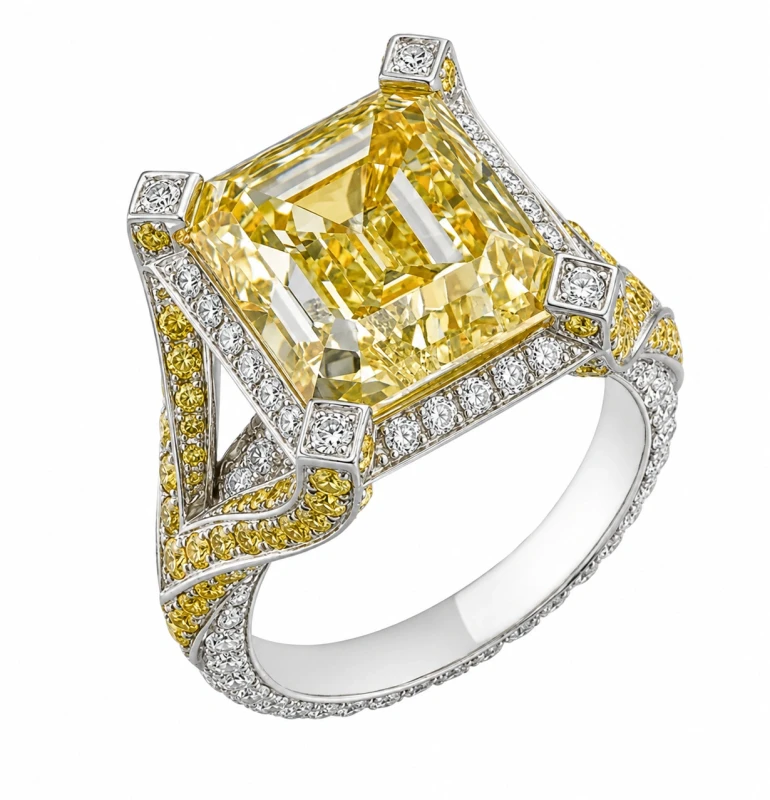 DIAMOND 8.66 CT FANCY LIGHT YELLOW/VS1 RING (GIA)