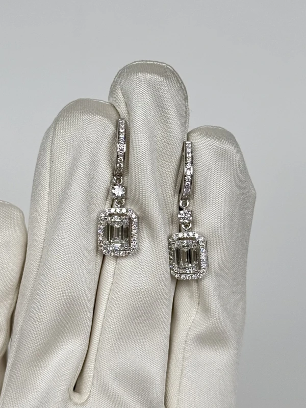 СЕРЬГИ NO NAME EMERALD DIAMOND 2.01 - 2.00 CT F/VS1 EARRINGS (GIA) NN2.01-2.00 2
