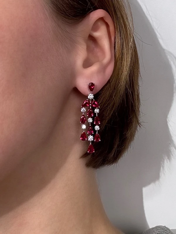 RalfDiamonds RUBY 7.65 CT & DIAMOND 1.63 CT EARRINGS RD765163 2