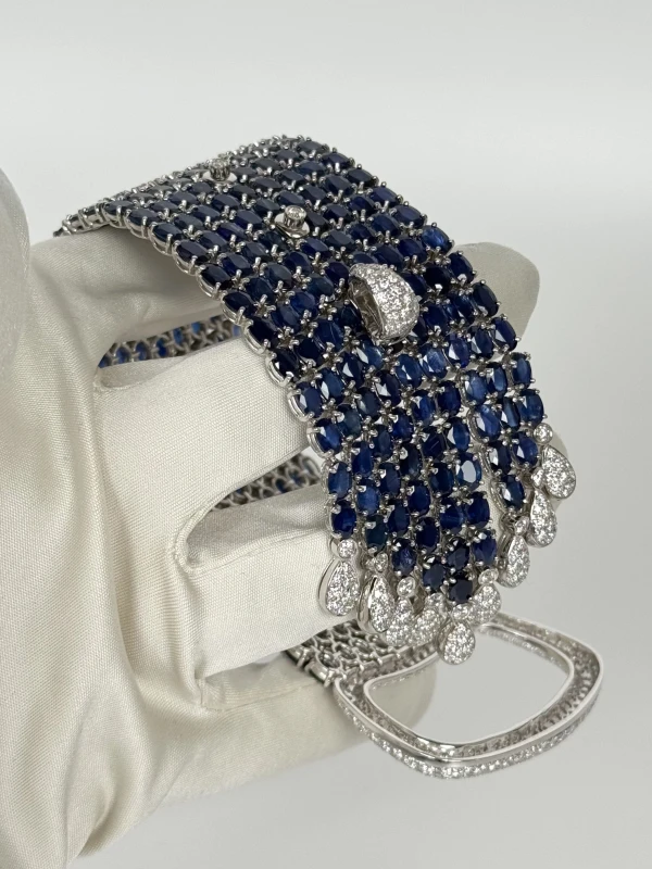 Earrings without a brand OVAL SAPPHIRE 164.99 CT & ROUND DIAMONDS 9.45 CT BRACELET nn16499 4