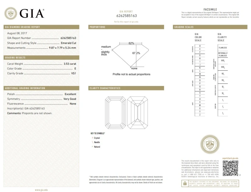 No name EMERALD DIAMOND 3.51 - 3.53 CT E/VS1 EARRINGS (GIA) NN3.51-3.53 3