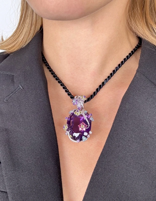 Earrings without a brand Amethyst & Multicolor sapphire set NN963123 4