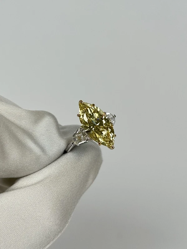 СЕРЬГИ NO NAME MARQUISE 5.03 CT FANCY LIGHT YELLOW/VS1 RING NN5.03CT 3