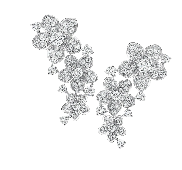 Wild Flower Diamond Ear Climber Earrings