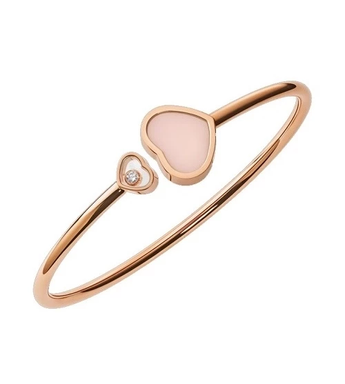 Chopard HAPPY HEARTS BANGLE. PINK OPAL. DIAMOND. PINK GOLD 857482-5622