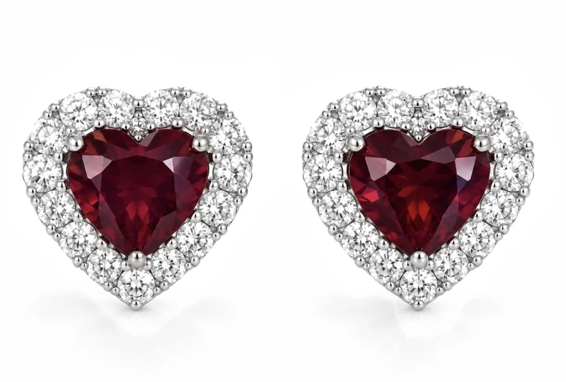 MOZAMBIQUE HEART RUBY 3.02-3.41 CT "VIVID RED" EARRINGS (GRS)