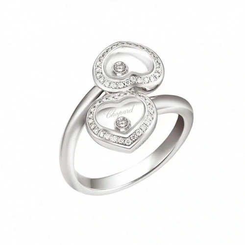 HAPPY DIAMONDS DOUBLE HEART RING (SIZE 52)