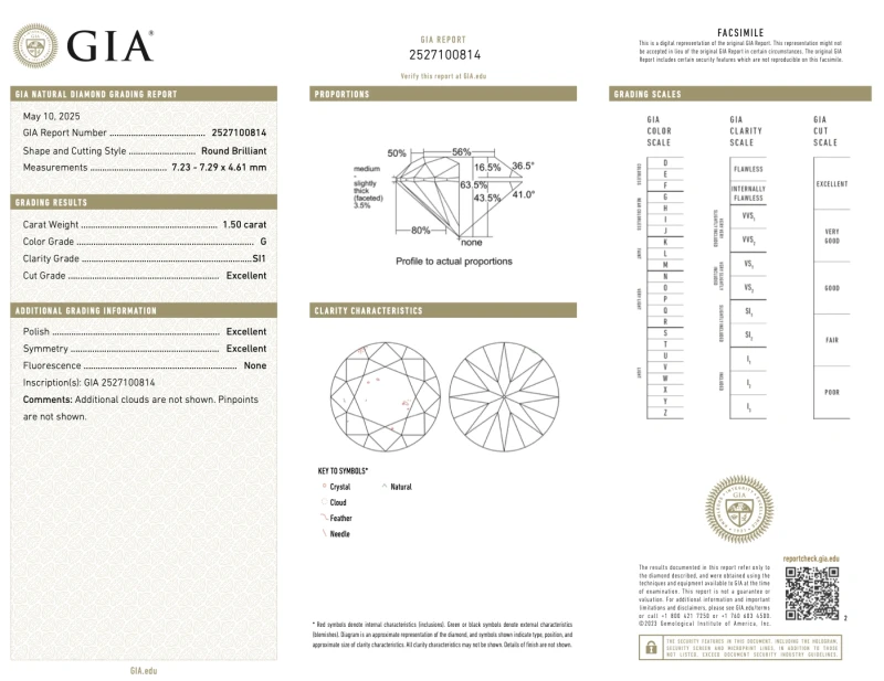 Earrings without a brand ROUND DIAMOND 1.50-1.50 CT G/SI1 EARRINGS (GIA) 1499-NN1.50-1.50 G/SI1 2