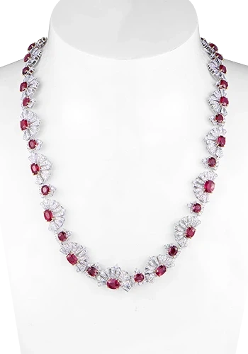 No name OVAL RUBY 25.55 CT & WHITE DIAMONDS NECKLACE (GIA) RUBY 25.55 CT 2