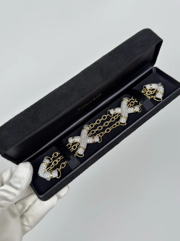 Tiffany & Co X Link Bracelet in Platinum and Yellow Gold 60161703 7