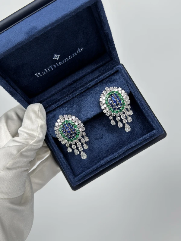 RalfDiamonds SAPPHIRE & EMERALD & DIAMOND EARRINGS RDE2003 5