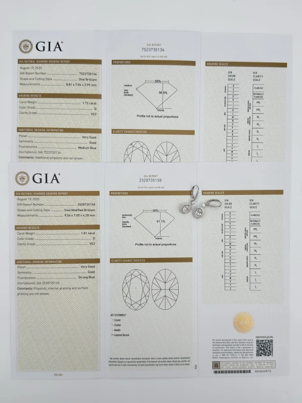 No name OVAL DIAMOND 1.72-1.81 CT D/VS2 EARRINGS (GIA) 252-752 4