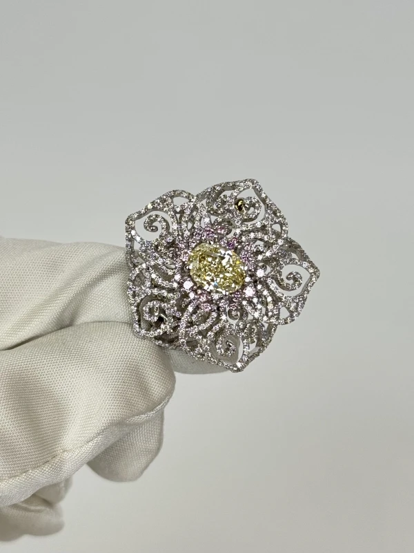 RalfDiamonds DIAMOND 3.00 CT FANCY YELLOW BROOCH (GIA) RDB240911 3