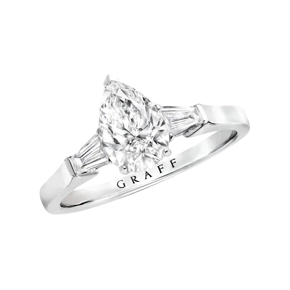 White Pearshape Diamond Promise Ring