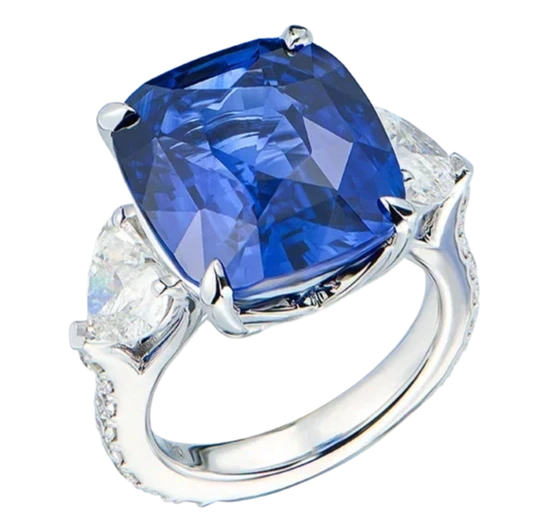 Earrings without a brand SAPPHIRE 15.59 CT ROYAL BLUE & DIAMOND EARRINGS (GRS) NN15.59 1