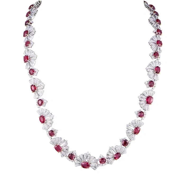 Earrings without a brand OVAL RUBY 25.55 CT & DIAMONDS NECKLACE, MOZAMBIQUE (GIA) NN25.55CT 1